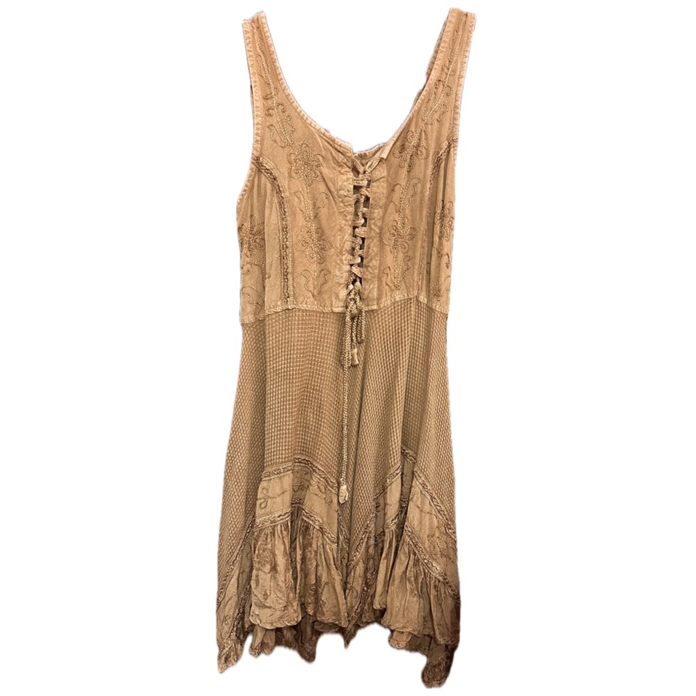 Vintage Bohemian Tan Sleeveless Dress
